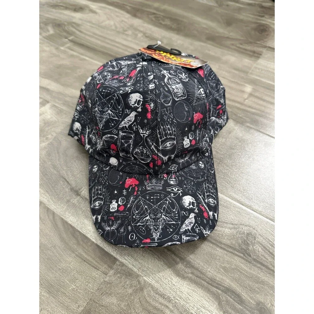 NEW Spooky Halloween Baseball Cap Skull Spells Witch Bats Hat